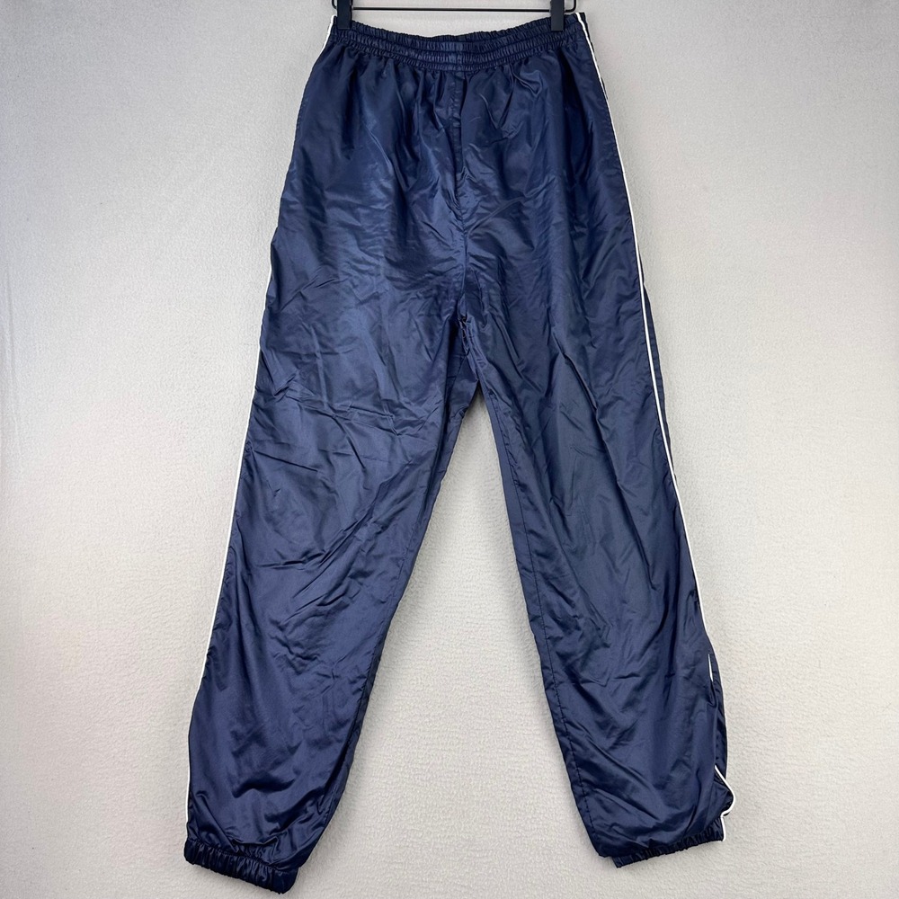 Vintage Nylon Track Pants Mens M Navy Blue Athletic Windbreaker Side Piping 90s